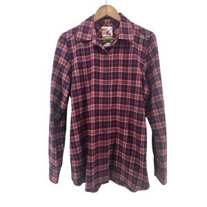 Burton Women's Medium Plaid Flannel Shirt Purple Red Apres Ski Snowboard